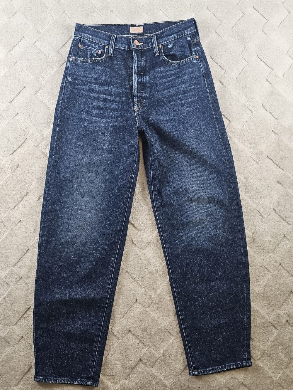 Mother The Curbside Flood Barrel Jeans Womens 28 in yee haw wash